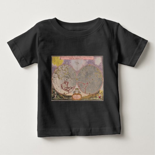 アンティーク世界地図 ベビーTシャツ (正面)