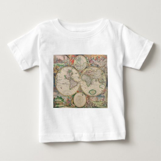 アンティーク世界地図 ベビーTシャツ (正面)