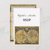 アンティーク世界地図、ホワイトBG RSVP (正面/裏面)