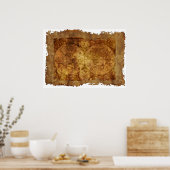 アンティーク世界地図 ポスター (キッチン)