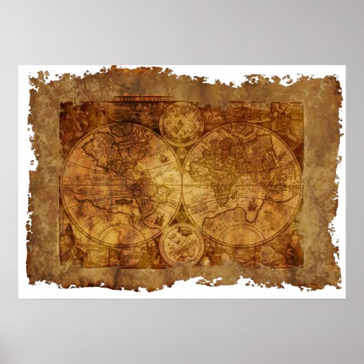アンティーク世界地図 ポスター (正面)