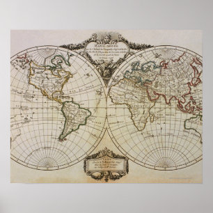 アンティーク世界地図 ポスター