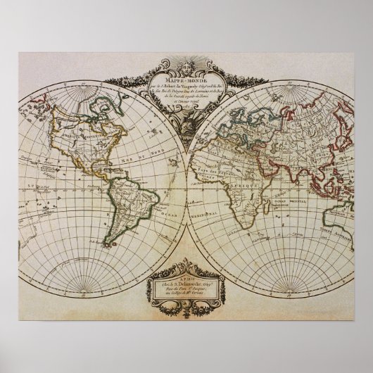 アンティーク世界地図 ポスター (正面)