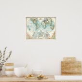 アンティーク世界地図 ポスター (キッチン)