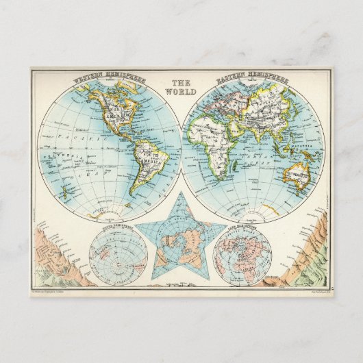 アンティーク世界地図 ポストカード (正面)