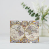 アンティーク世界地図 ポストカード (スタンド正面)