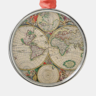 アンティーク世界地図 メタルオーナメント