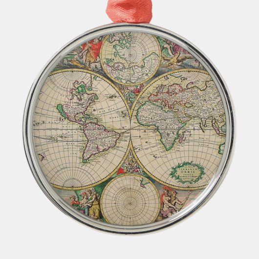 アンティーク世界地図 メタルオーナメント (正面)