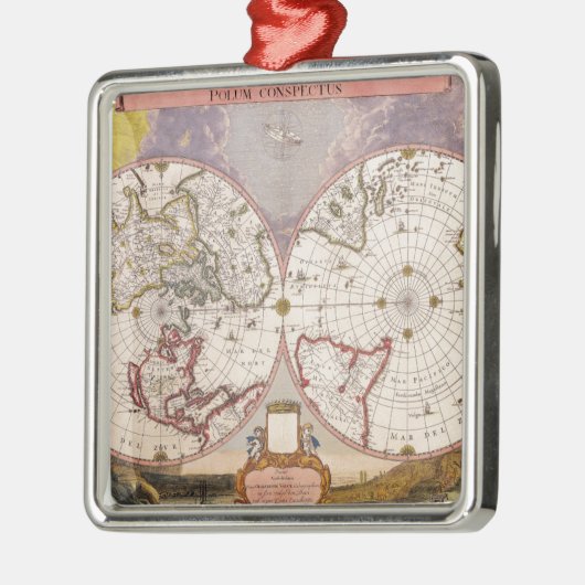 アンティーク世界地図 メタルオーナメント (左)