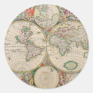 アンティーク世界地図 ラウンドシール
