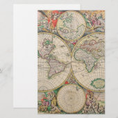 アンティーク世界地図 便箋 (正面/裏面)