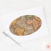 アンティーク世界地図 楕円形シール (封筒)