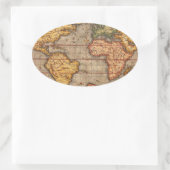 アンティーク世界地図 楕円形シール (バッグ)
