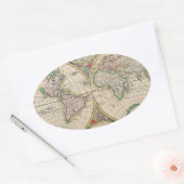 アンティーク世界地図 楕円形シール (封筒)