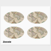 アンティーク世界地図 楕円形シール (シート)
