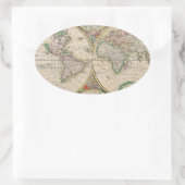 アンティーク世界地図 楕円形シール (バッグ)