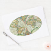 アンティーク世界地図 楕円形シール (封筒)