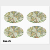 アンティーク世界地図 楕円形シール (シート)