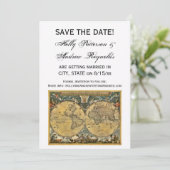 アンティーク世界地図, 白 BG Vエンゲージメント 招待状 (スタンド正面)