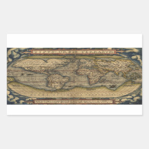 アンティーク世界地図 長方形シール