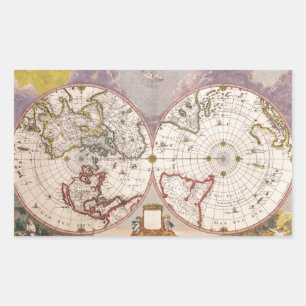アンティーク世界地図 長方形シール