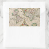 アンティーク世界地図 長方形シール (バッグ)