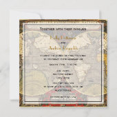 アンティーク世界地図#2、ダメージ加工背景#3の正方形ウェディング 招待状 (裏面)