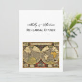 アンティーク世界地図#2, DIYホワイトBG VリハーサルDin 招待状 (スタンド正面)