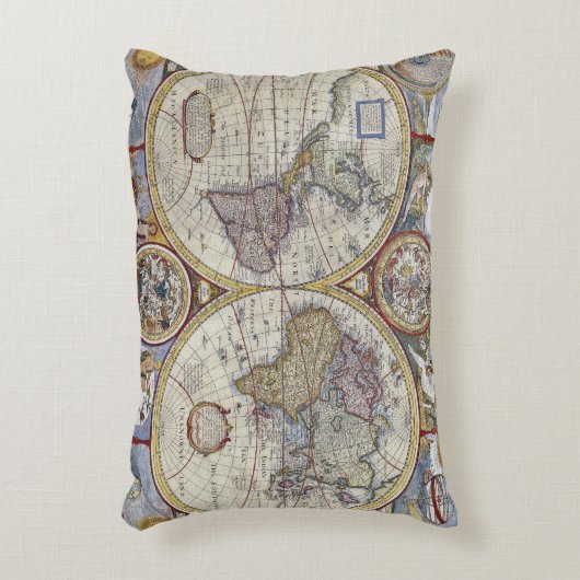 アンティーク世界地図#3 アクセントクッション (正面(垂直))