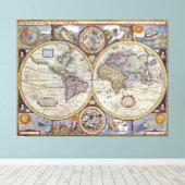 アンティーク世界地図#3 キャンバスプリント (インサイチュ (ウッドフロア))