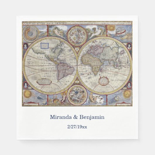 アンティーク世界地図#3 スタンダードランチョンナプキン (正面)