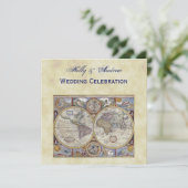 アンティーク世界地図 #3, ディストレスド BG #3 招待状 (スタンド正面)