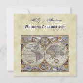 アンティーク世界地図 #3, ディストレスド BG #3 招待状 (正面)