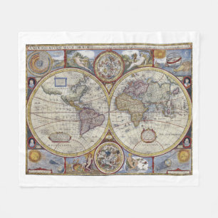アンティーク世界地図 #3 フリースブランケット