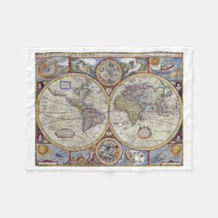 アンティーク世界地図 #3 フリースブランケット