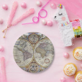 アンティーク世界地図#3 ペーパープレート (パーティー)