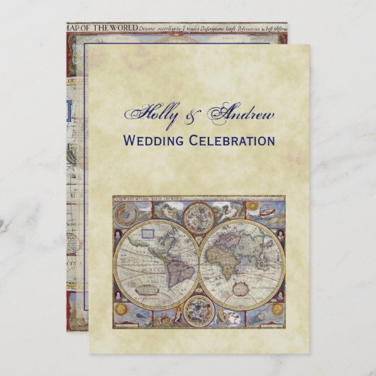 アンティーク世界地図#3BG動揺して#3 招待状 (正面/裏面)