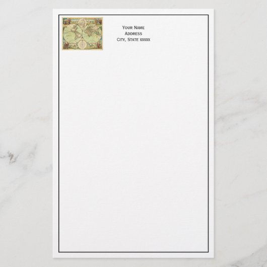 アンティーク世界地図#4 便箋 (正面)