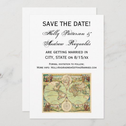 アンティーク世界地図#4 招待状 (正面/裏面)