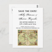 アンティーク世界地図#4 案内ポストカード (正面/裏面)