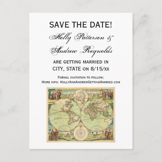 アンティーク世界地図#4 案内ポストカード (正面)