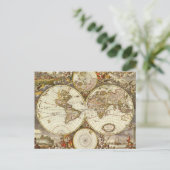 アンティーク世界地図, c.一六八十。Frederick de Wit著 ポストカード (スタンド正面)