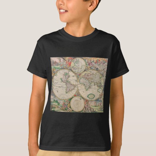 アンティーク世界地図 Tシャツ (正面)