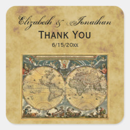アンティーク世界地図BG動揺して封筒用シール スクエアシール