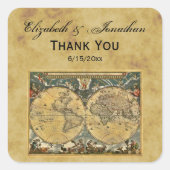 アンティーク世界地図BG動揺して封筒用シール スクエアシール (正面)