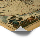 アンティーク世界地図byジョアン・ブラウ， 1664年頃 ポスター (角)