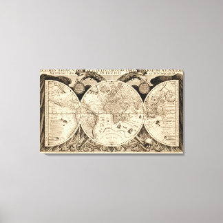アンティーク世界地図byフィリップ・エケブレヒト – 1630 キャンバスプリント