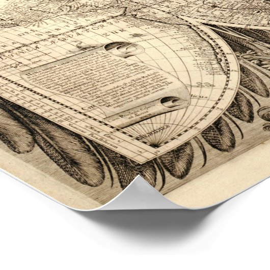 アンティーク世界地図byフィリップ・エケブレヒト – 1630 ポスター (角)