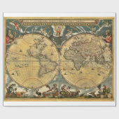 アンティーク世界地図J.ブラウ1664 ラッピングペーパー (フラット)