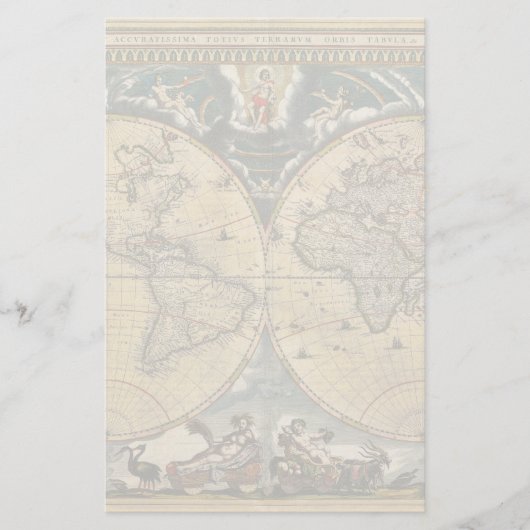 アンティーク世界地図J.ブラウ1664 便箋 (正面)